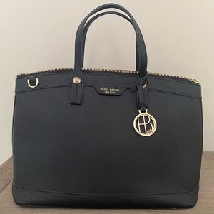 Henri Bendel Black Handbag Saffiano Leather Quality Classic NYC Vintage Luxury